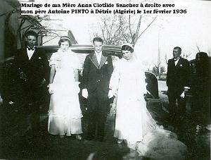 ORANIE- DETRIE- Mariage de mes parents Anne Clotide Sanchez et Antoine Pinto 01 02 1936 (4)